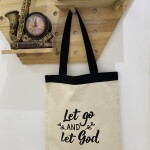 Neutral Tote Bag with black handle
